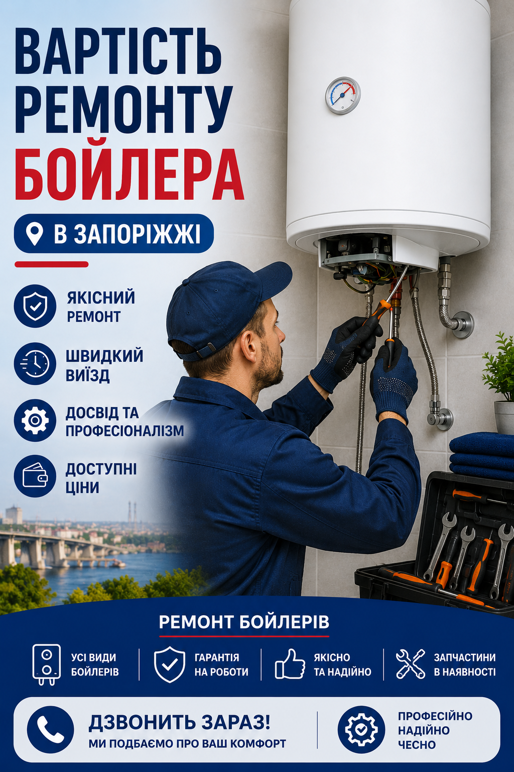 Стоимость ремонта бойлера в Запорожье